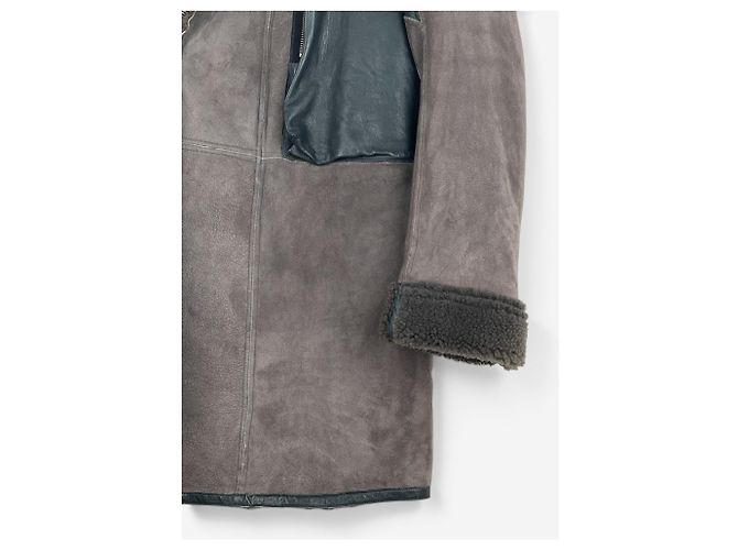 Abrigo de cuero y piel de oveja Rick Owens Sample Castaño - vista 4