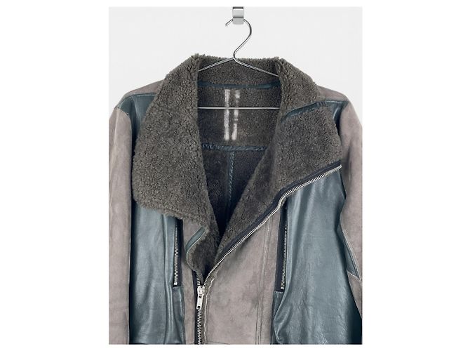 Abrigo de cuero y piel de oveja Rick Owens Sample Castaño - vista 5