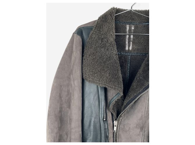 Abrigo de cuero y piel de oveja Rick Owens Sample Castaño - vista 6