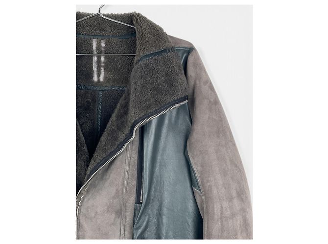 Abrigo de cuero y piel de oveja Rick Owens Sample Castaño - vista 7