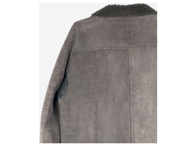 Abrigo de cuero y piel de oveja Rick Owens Sample Castaño - vista 9