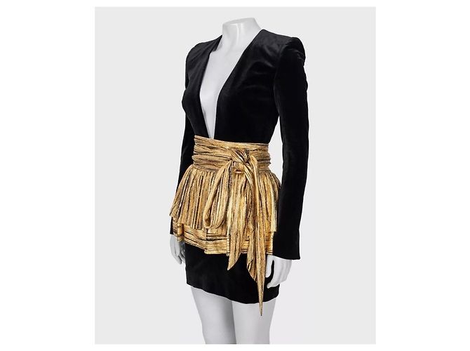 Abito Peplum Oro Alexandre Vauthier NWOT Sz.36 Usato - vista 2