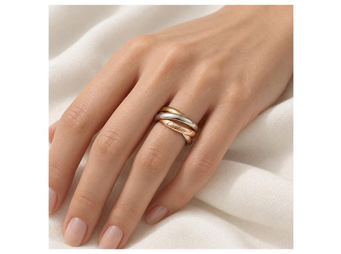 Cartier Trinity Ring schmales Modell Tricolor Gold 750/18K Gr. 48 Luxus - Ansicht 4
