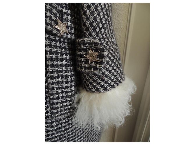 Chanel Abrigo de Tweed Mohair y Cordero de Mongolia Métiers d'Art Paris Dallas Negro Blanco - vista 4