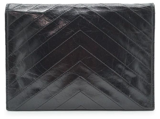 Yves Saint Laurent Borsa a pochette a busta vintage in pelle trapuntata nera Nero - vista 2