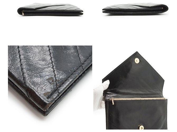 Yves Saint Laurent Borsa a pochette a busta vintage in pelle trapuntata nera Nero - vista 4