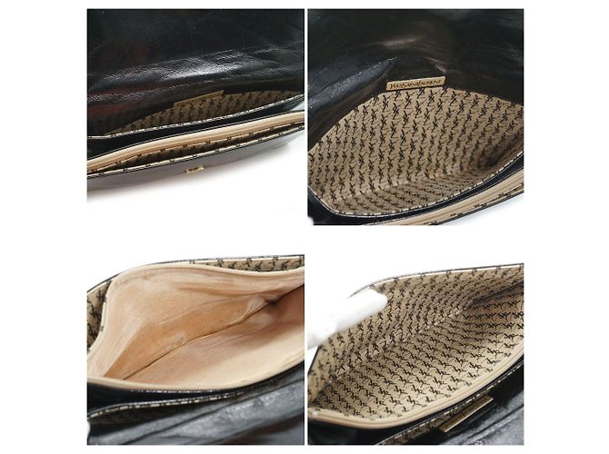 Yves Saint Laurent Borsa a pochette a busta vintage in pelle trapuntata nera Nero - vista 5