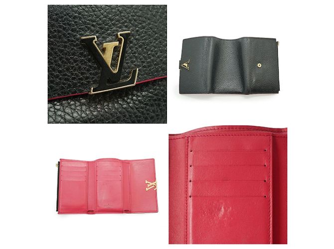 Louis Vuitton Bicolor Leather Capucines Taurillon Compact Wallet Black - view 5