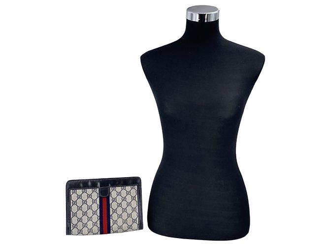 Gucci Vintage Blue Canvas Monogram GG Supreme Web Ophidia Clutch Blau - Ansicht 2