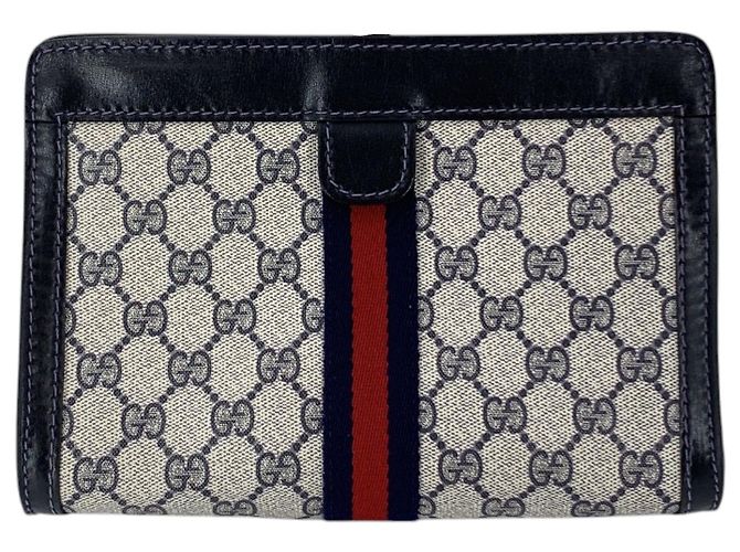 Gucci Vintage Blue Canvas Monogram GG Supreme Web Ophidia Clutch Blau - Ansicht 3