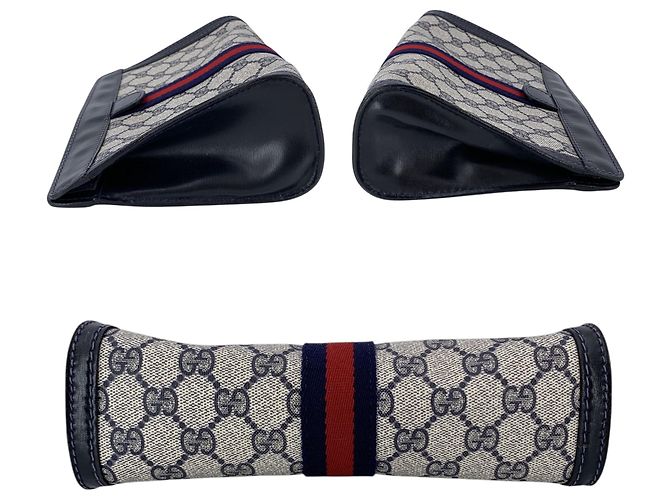 Gucci Vintage Blue Canvas Monogram GG Supreme Web Ophidia Clutch Blau - Ansicht 4