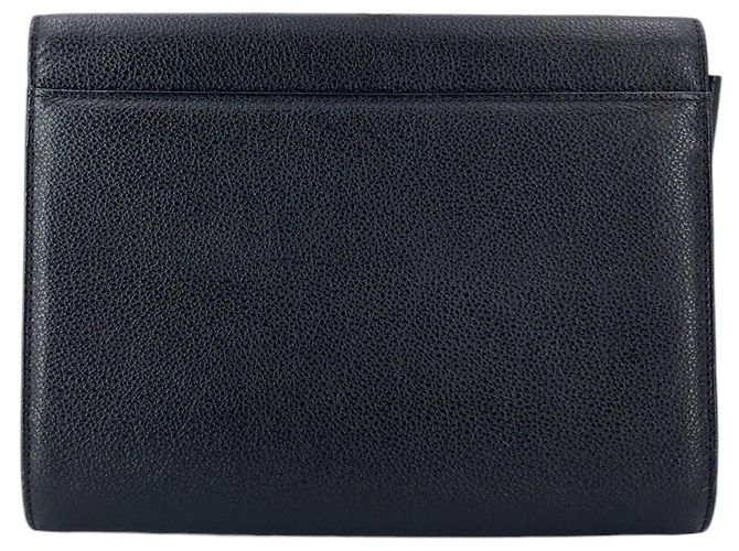 Yves Saint Laurent Clutch a busta vintage in pelle grana nera Nero - vista 3