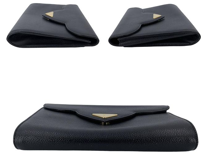 Yves Saint Laurent Clutch a busta vintage in pelle grana nera Nero - vista 4