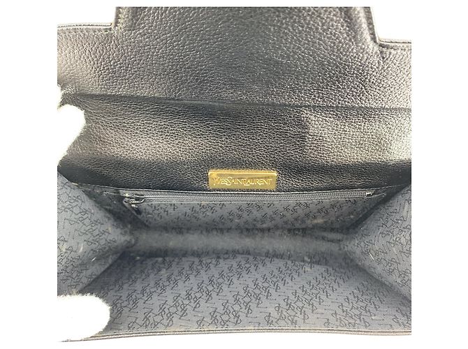 Yves Saint Laurent Clutch a busta vintage in pelle grana nera Nero - vista 5