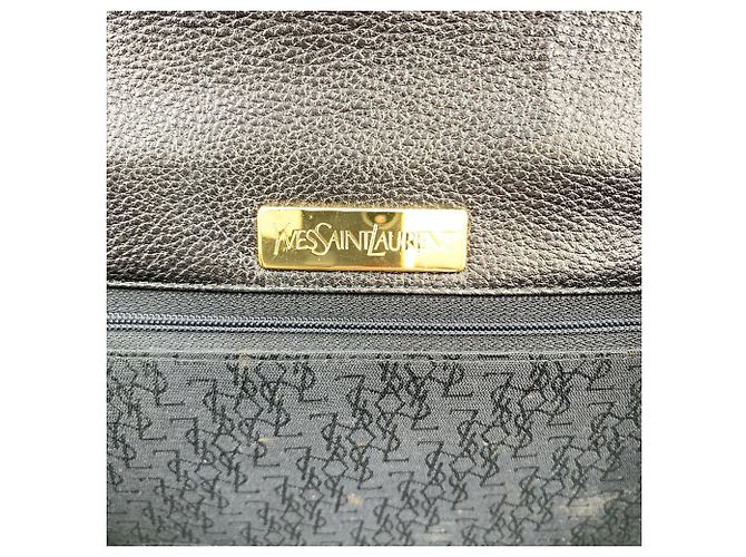 Yves Saint Laurent Clutch a busta vintage in pelle grana nera Nero - vista 6