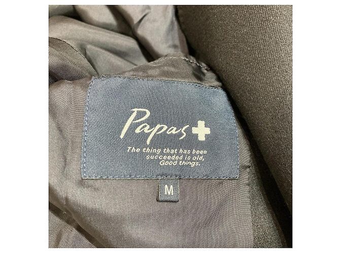 Autre Marque Papas Plus taillierter Flanell-Sakko Schwarz - Ansicht 4