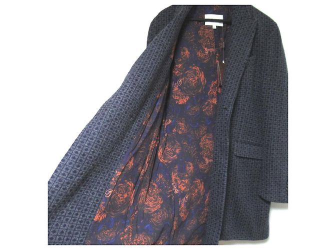 Abrigo Chester de punto cruzado con forro de estampado de rosas ETRO Castaño Azul marino - vista 4