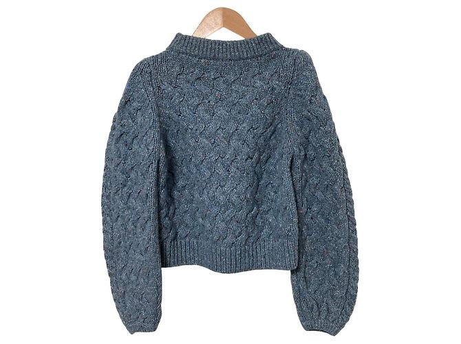 Autre Marque AK+1 Aran-Wollstrickpullover Braun Hellblau - Ansicht 2