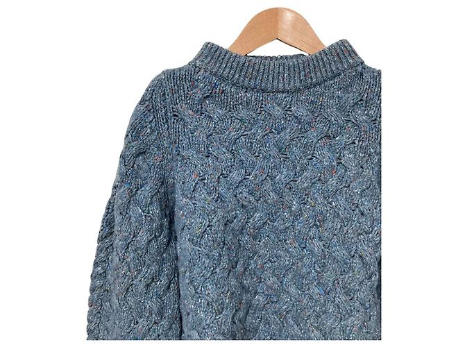 Autre Marque AK+1 Aran-Wollstrickpullover Braun Hellblau - Ansicht 3