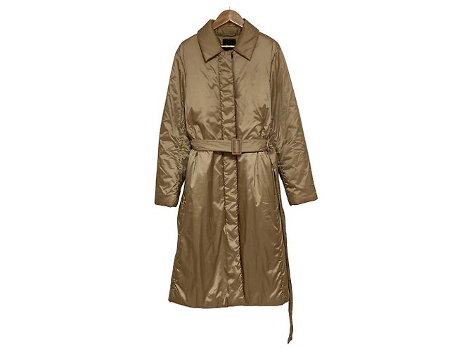 Theory FEATHER POLY 2 CLEAN COAT PUFFER Feather Long Coat Castaño Camello - vista 3