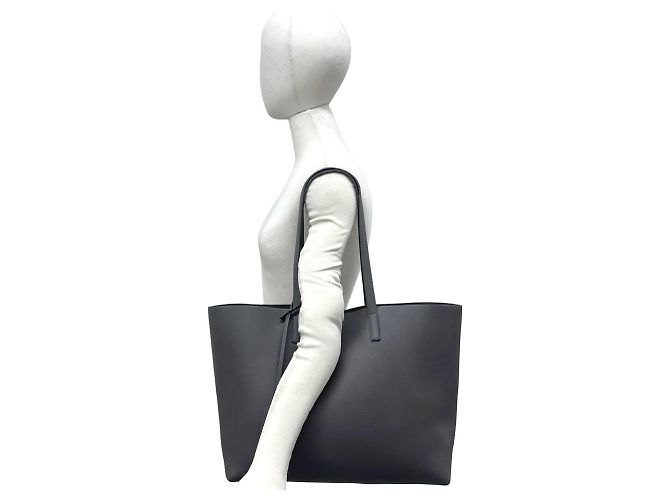 Yves Saint Laurent Shopping Bag aus grauem Leder - Ansicht 2