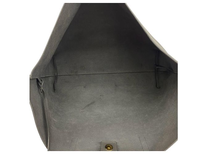 Yves Saint Laurent Shopping Bag aus grauem Leder - Ansicht 9