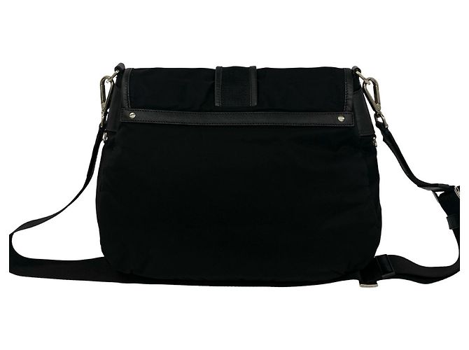 Borsa a tracolla Prada in nylon Tessuto e pelle Saffiano nera con logo triangolo Nero - vista 3