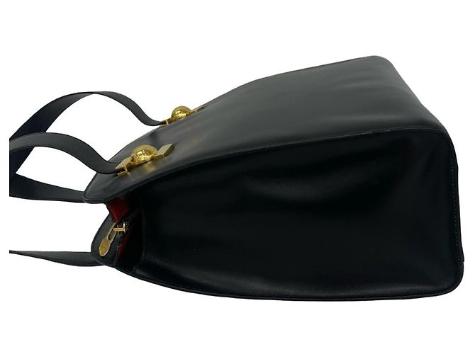 Céline CELINE Vintage Starball Semi-Shoulder Bag aus Leder mit Hardware Schwarz - Ansicht 5