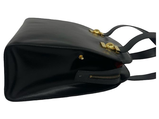 Céline CELINE Vintage Starball Semi-Shoulder Bag aus Leder mit Hardware Schwarz - Ansicht 6