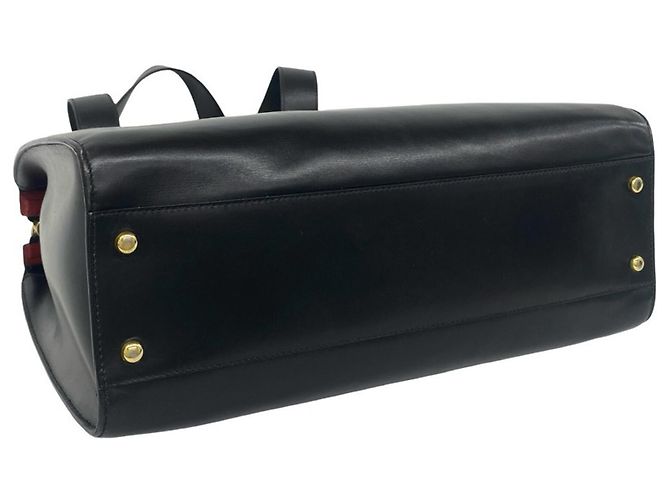 Céline CELINE Vintage Starball Semi-Shoulder Bag aus Leder mit Hardware Schwarz - Ansicht 7