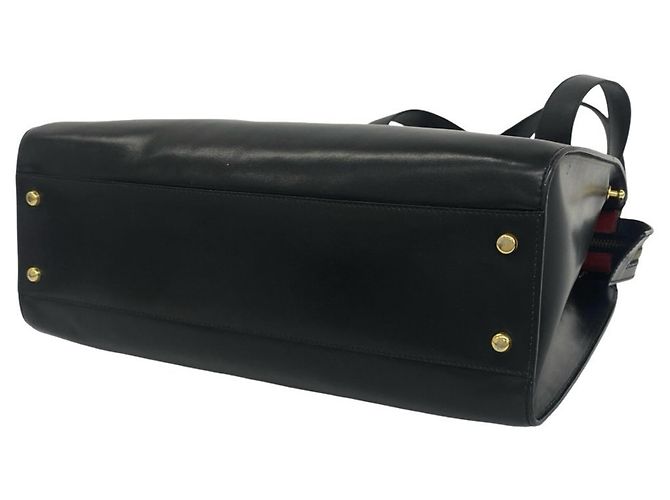 Céline CELINE Vintage Starball Semi-Shoulder Bag aus Leder mit Hardware Schwarz - Ansicht 8