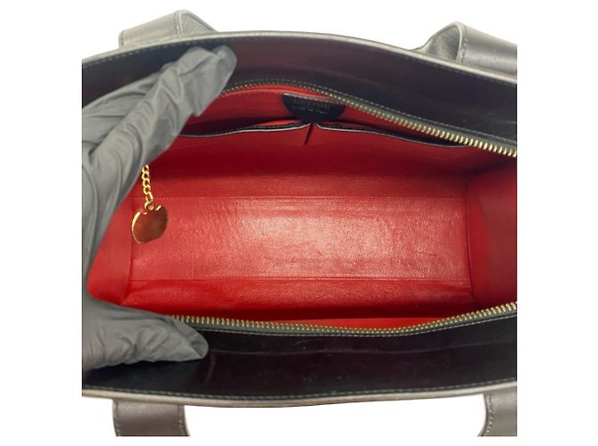 Céline CELINE Vintage Starball Semi-Shoulder Bag aus Leder mit Hardware Schwarz - Ansicht 9