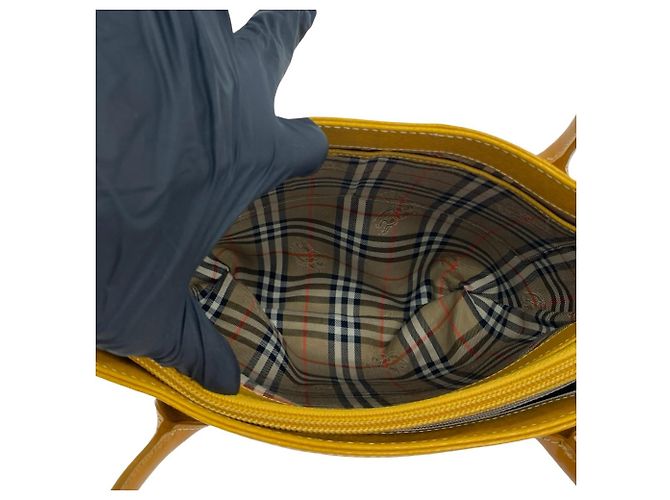 Burberry Nova Check Pattern Lederhandtasche Gelb - Ansicht 9