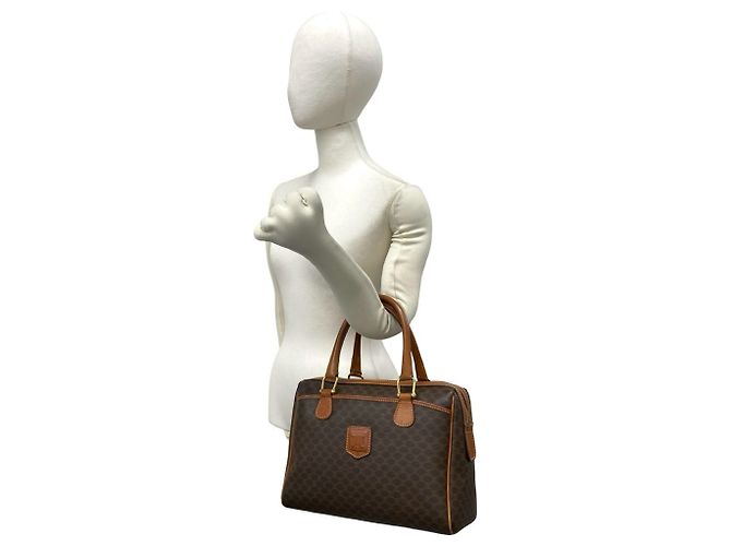Céline Celine Vintage Macadam Blazon Pattern Triomphe Lederhandtasche Braun - Ansicht 2
