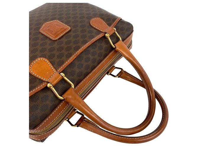 Céline Celine Vintage Macadam Blazon Pattern Triomphe Lederhandtasche Braun - Ansicht 4