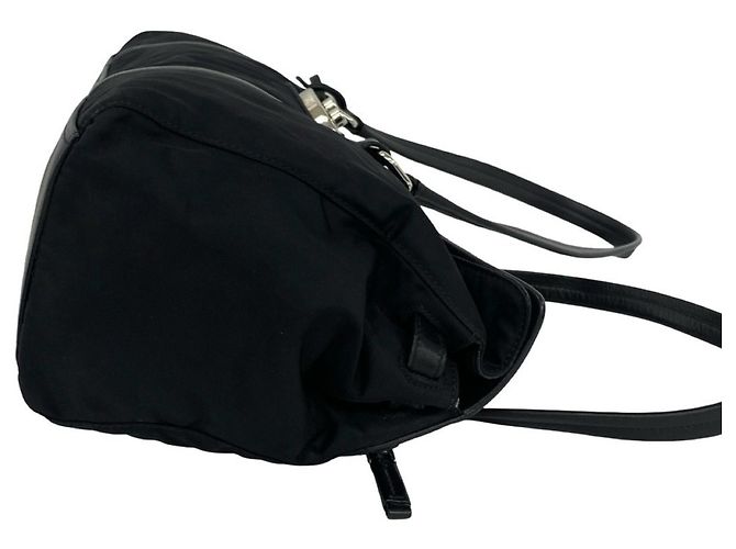 Borsa Tote Prada in nylon Tessuto Pocono e pelle con logo triangolare Nero - vista 6