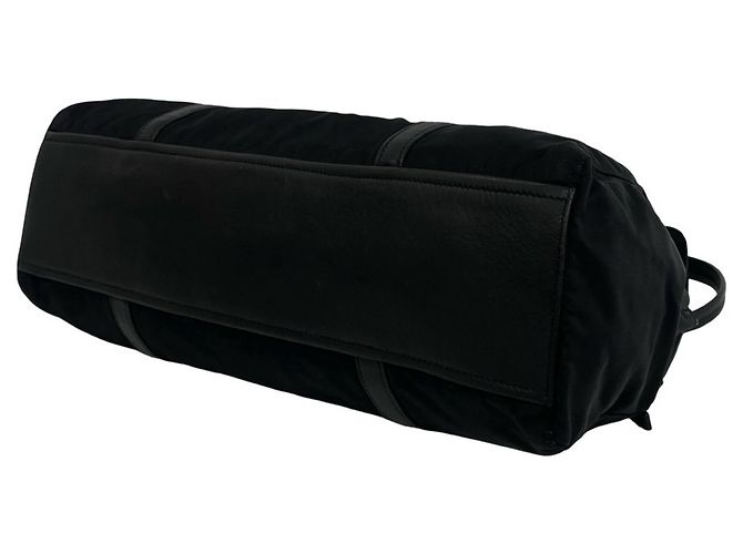 Borsa Tote Prada in nylon Tessuto Pocono e pelle con logo triangolare Nero - vista 8