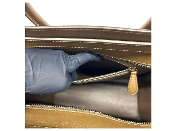 Céline Celine Luggage Micro Logo Handtasche aus Wildleder Braun Roh Marineblau - Ansicht 10