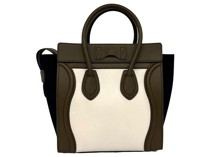 Céline Celine Luggage Micro Logo Handtasche aus Wildleder Braun Roh Marineblau - Ansicht 3