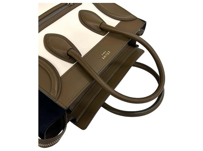 Céline Celine Luggage Micro Logo Handtasche aus Wildleder Braun Roh Marineblau - Ansicht 4