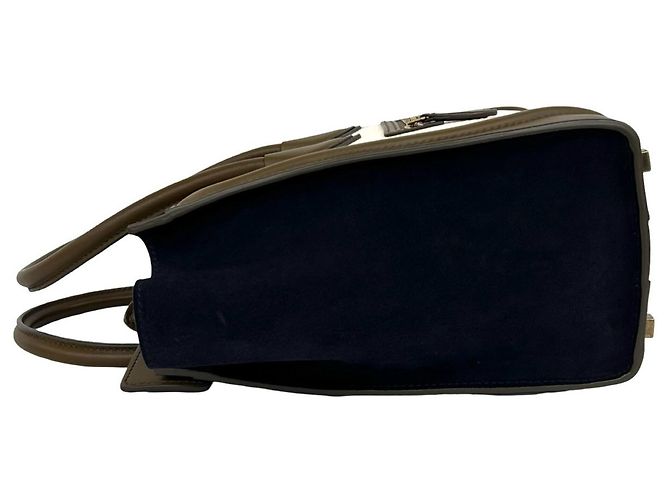 Céline Celine Luggage Micro Logo Handtasche aus Wildleder Braun Roh Marineblau - Ansicht 5