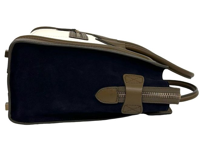 Céline Celine Luggage Micro Logo Handtasche aus Wildleder Braun Roh Marineblau - Ansicht 6