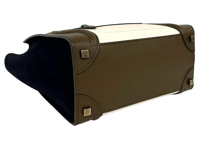 Céline Celine Luggage Micro Logo Handtasche aus Wildleder Braun Roh Marineblau - Ansicht 7