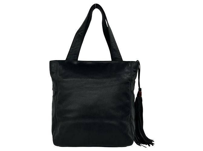 Sac Tote Chanel Coco en agneau avec pompons et franges Noir - vue 3
