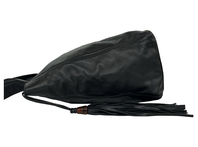 Sac Tote Chanel Coco en agneau avec pompons et franges Noir - vue 5
