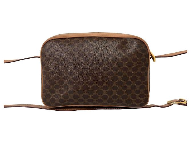 Céline Celine Vintage Logo Schultertasche aus Leder mit Ring-Hardware Braun - Ansicht 3