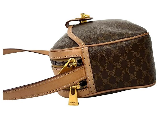 Céline Celine Vintage Logo Schultertasche aus Leder mit Ring-Hardware Braun - Ansicht 5