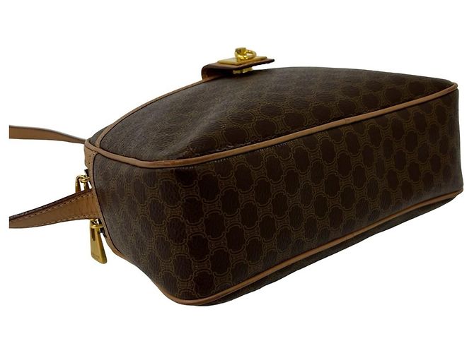 Céline Celine Vintage Logo Schultertasche aus Leder mit Ring-Hardware Braun - Ansicht 7