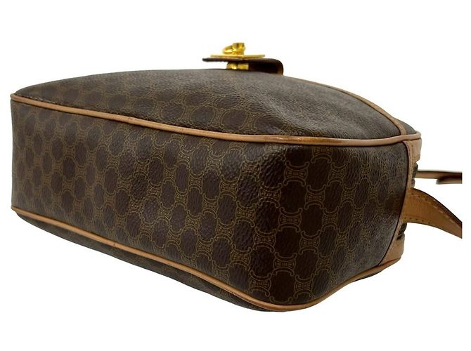 Céline Celine Vintage Logo Schultertasche aus Leder mit Ring-Hardware Braun - Ansicht 8
