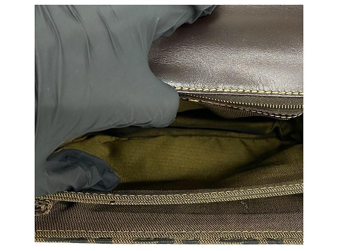 Borsa a tracolla Fendi Zucca FF Pattern in tela e pelle Marrone Nero - vista 9